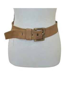 Tan Genuine Leather Belt Medium Wide Vintage Style 1.75 Minimalist Classic
